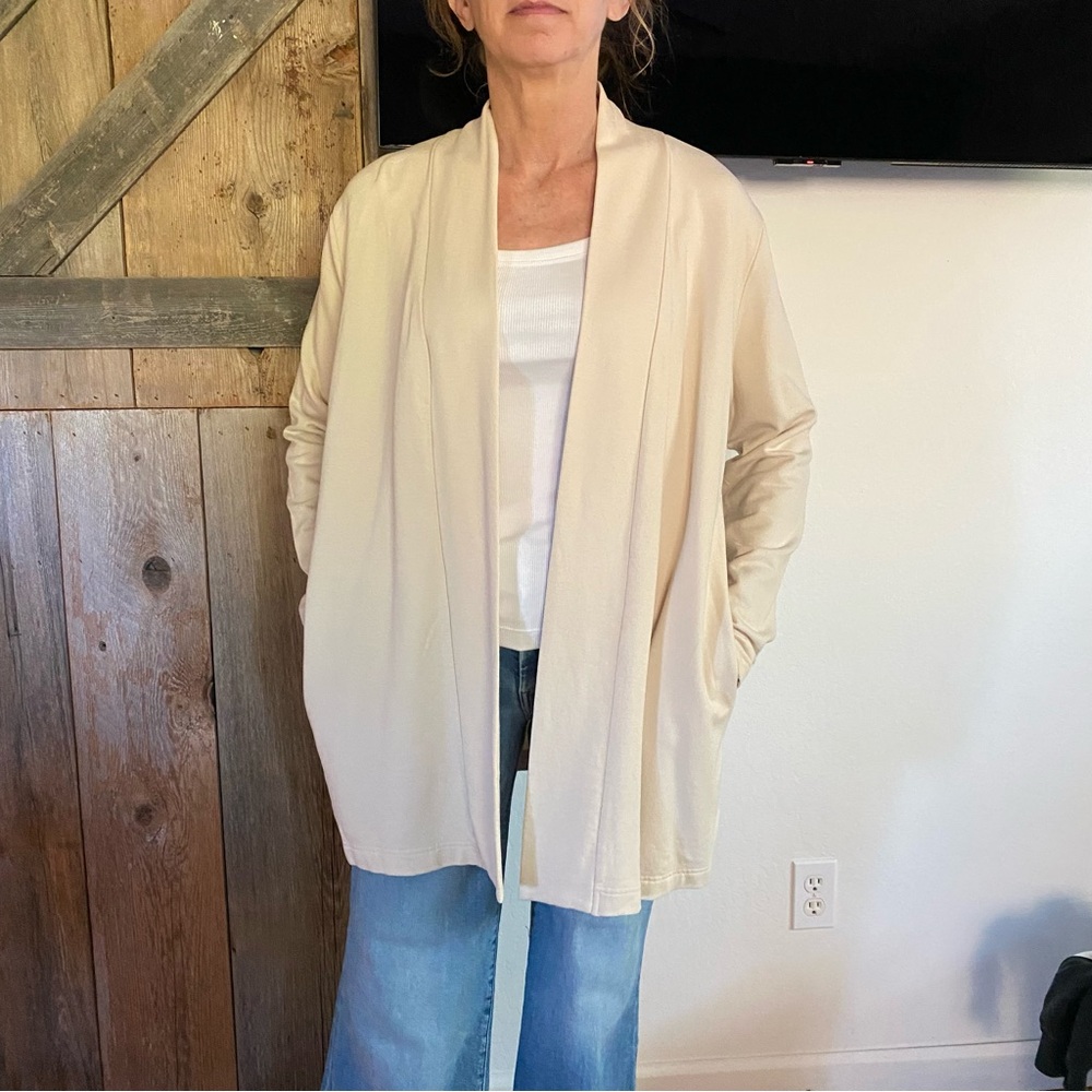 Cream Open Front Cardigan